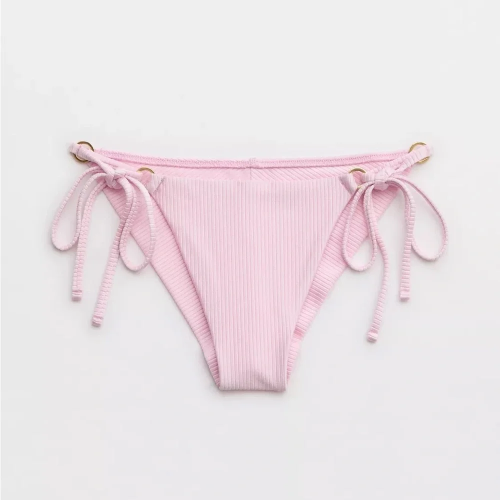 Aerie Shine Rib Cheekiest Tie Bikini Bottoms